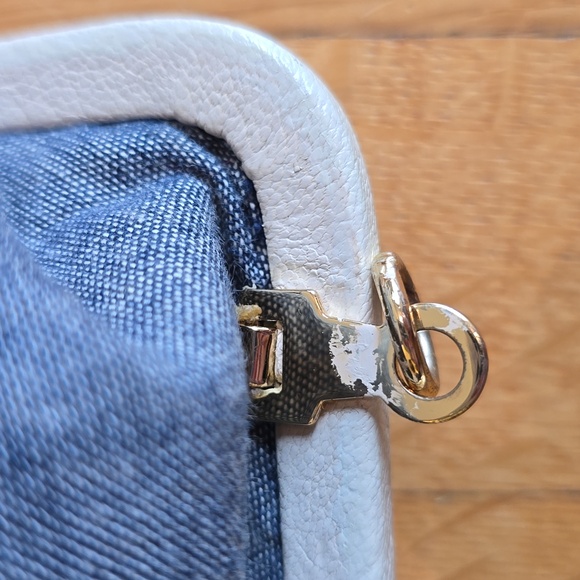 Clare V., Leather Strip Frame Clutch, Ivory, VGUC, 5.5" L x 9" W - Picture 12 of 15